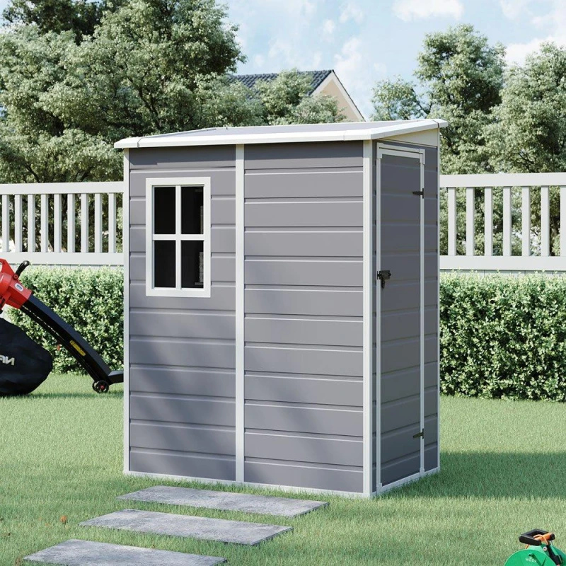 Image of Breeins Outdoor 5x4fts Garden Plastic Storage Shed Grey Grey unisex Large