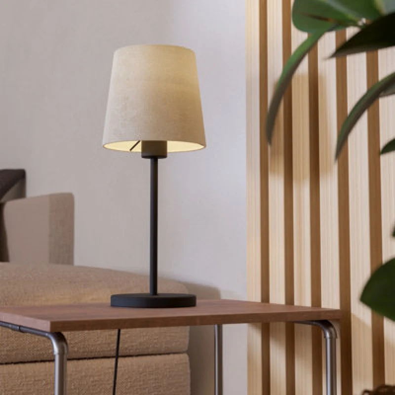 Image of EGLO Febres Natural Fabric & Black Steel Contemporary Table Lamp Black