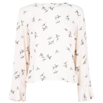 Image of Jack Wills Rosamunde High Neck Floral Print Top - Vintage White