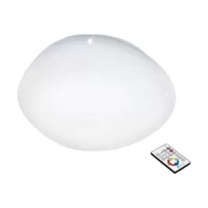Image of Wall Flush Ceiling Light White Shade White Plastic With Crystal Effect LED 34W
