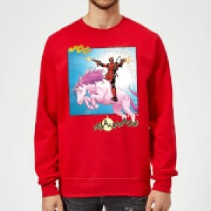 Image of Marvel Deadpool Unicorn Battle Sweatshirt - Red - M