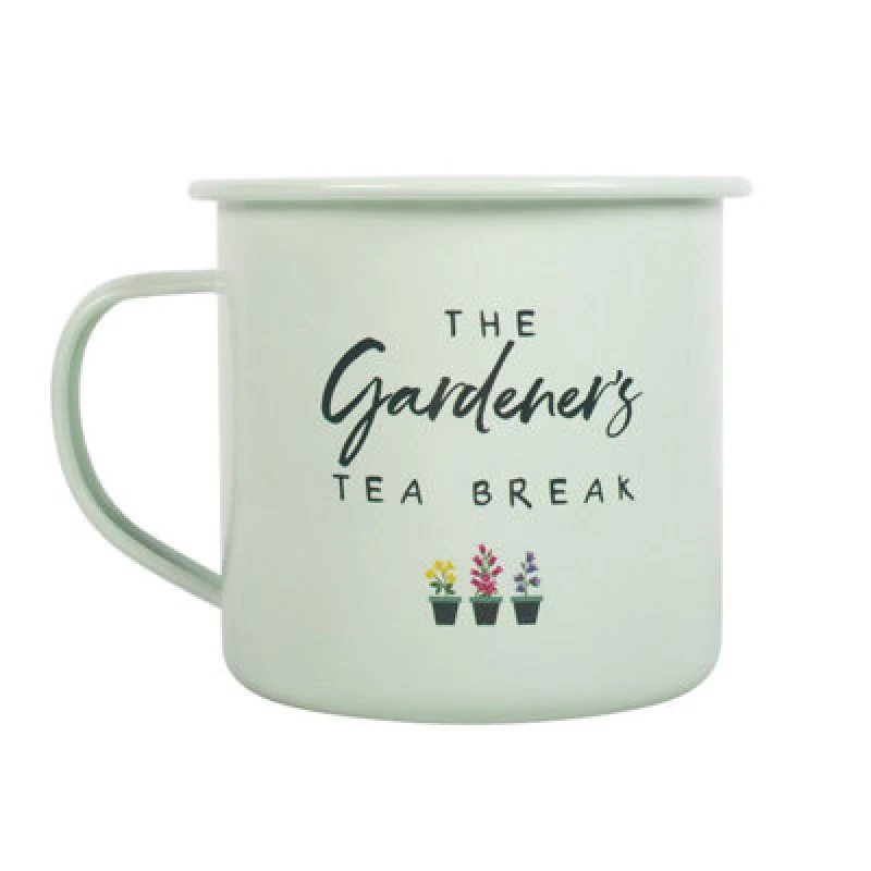 Image of Something Different Something Different The Gardener's Tea Break Enamel Mug in Cream Cream One Size Unisex 5063425986514