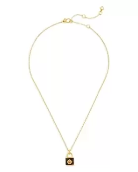 Image of kate spade new york Lock and Spade Color Padlock Mini Pendant Necklace in Gold Tone, 16-19
