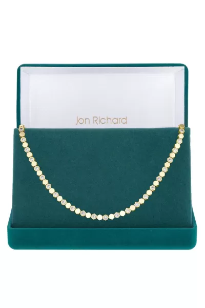 Image of Gold Plated And Cubic Zirconia Tennis Necklace - Gift Boxed