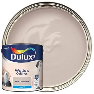 Image of Dulux Walls & Ceilings Malt Chocolate Matt Emulsion Paint 2.5L