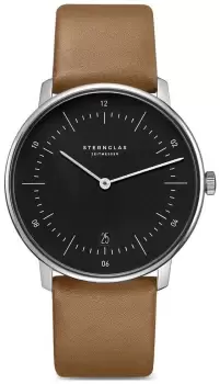 Image of STERNGLAS S01-NA03-PR01 Mens Naos Black Dial Brown Watch