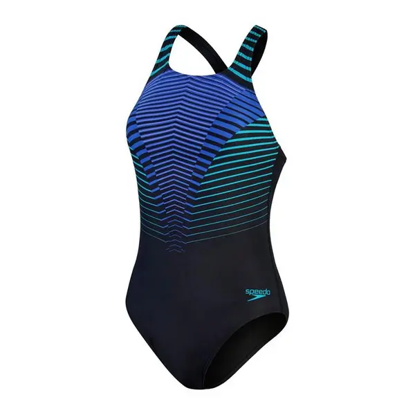 Image of Speedo Digital Placement Medalist Swimsuit Black/Blue 30"