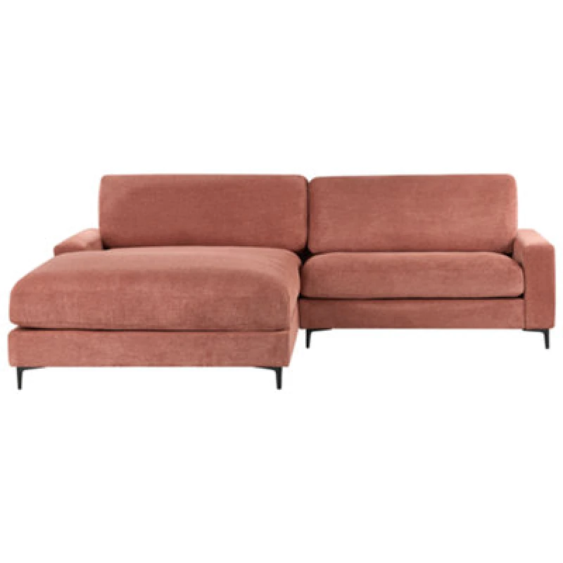 Image of Beliani Corner Sofa 3 Seater Maloy Fabric Red Right Hand