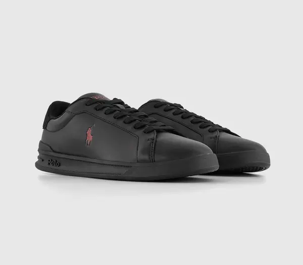 Image of Polo Ralph Lauren Heritage Court Trainers Black Red, 7