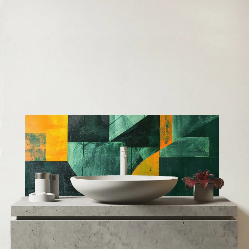 Image of Warren Reed - Designer Shattered Eye Glass Bathroom Splashback Multicolor Unisex