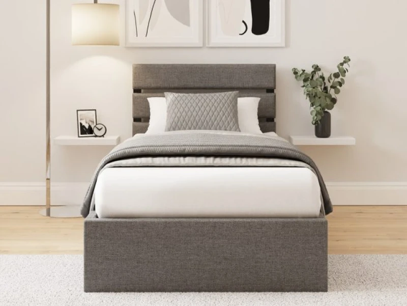 Image of GFW Hudson Grey Fabric Ottoman Bed Frame - 3ft Single