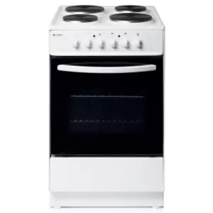 Image of Haden HES60W 60cm Freestanding Single Cavity Electric Cooker with Solid Plate Hob - White