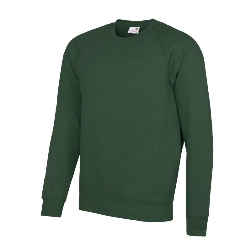 Image of AWDis AWDis Men Academy Crew Neck Raglan Sweatshirt in Green Size: X-Small Green XS Male 5054752809188