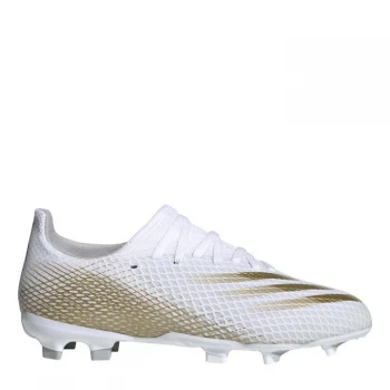 Image of adidas X Ghosted .3 Junior FG Football Boots - White/MetGold