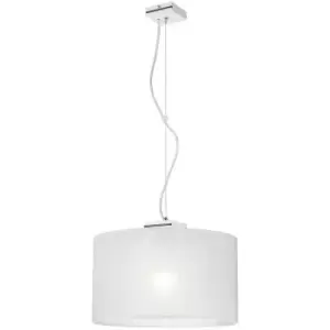 Image of Sofia Cylindrical Pendant Ceiling Light With Fabric Shade, White, 1x E27
