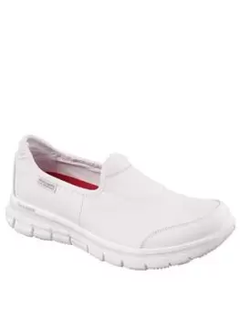 Image of Skechers Sure Track Non-Slip Plimsoll - White, Size 5, Women