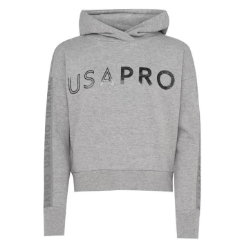 Image of USA Pro Logo Cropped Hoodie - Grey Marl