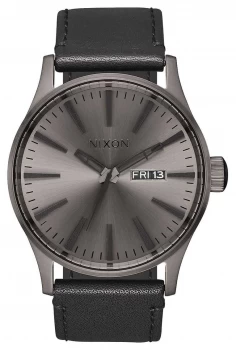 Image of Nixon Sentry Leather Gunmetal / Black Leather Watch