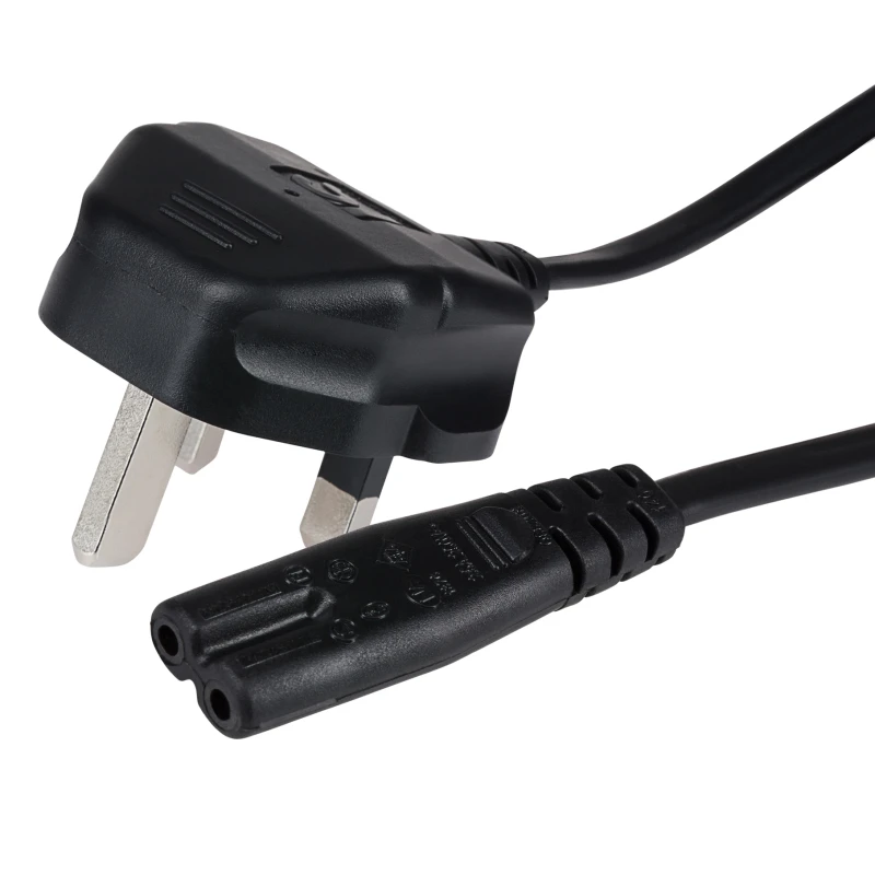 Image of Maplin Maplin Power Lead IEC C7 Fig 8 2 Pin Plug to UK 3 Pin Mains Plug - 1.5m, 3 Amp Fuse 106PAM