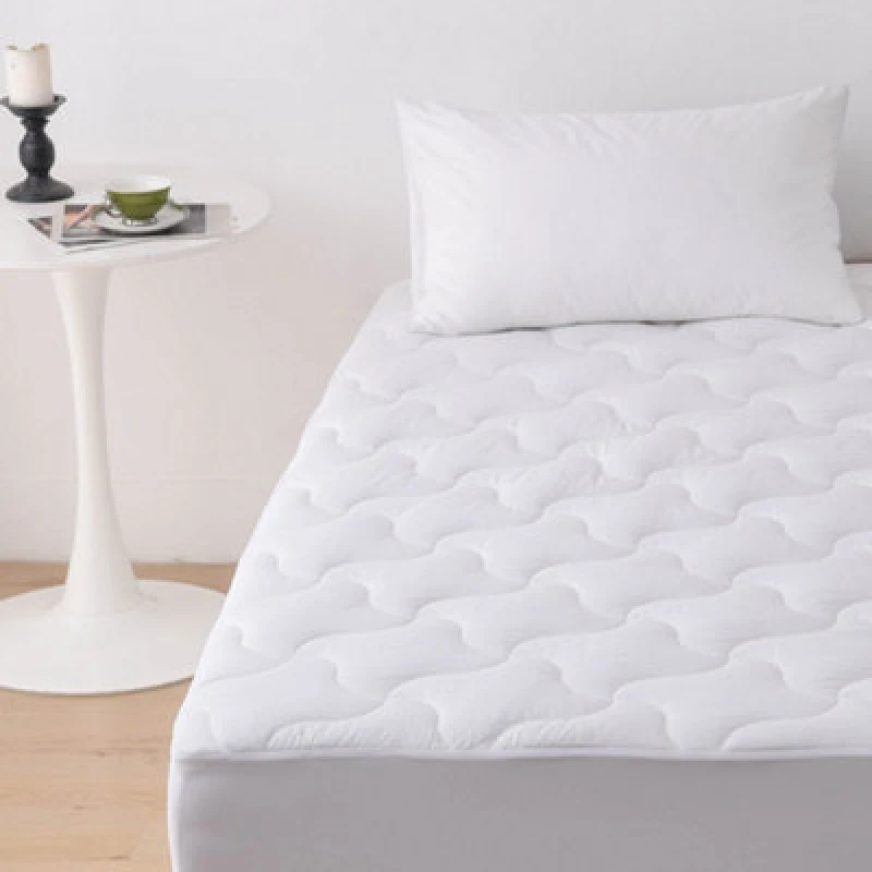 Image of Glamhaus Mattress Topper with Fitted Skirt - Oeko Tex 100 & Silvadur - Single White