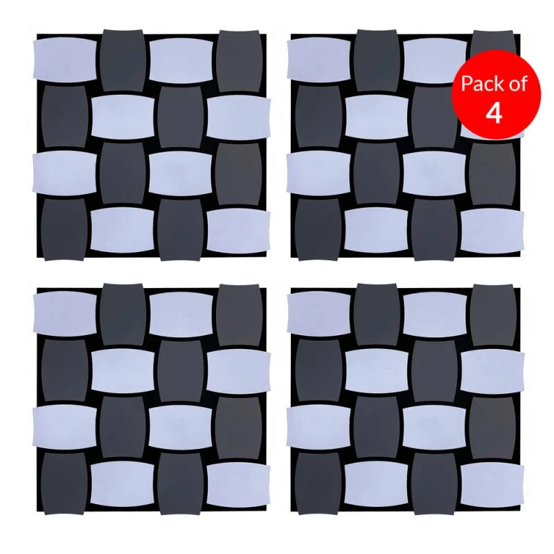 Image of ENER-J Modern 3D Checkerboard Acoustic Panels Black Grey 610x610mm (4) in Dark Grey Dark Grey Unisex