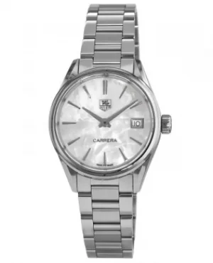 Image of Tag Heuer Carrera Quartz White Mother of Pearl Dial Steel Womens Watch WAR1311.BA0778 WAR1311.BA0778
