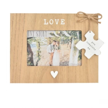 Image of 6" x 4" - Love Story Wooden Love Photo Frame with Tag