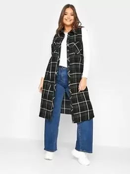 Image of Yours Maxi Check Shirt Sleeveless Khaki, Green, Size 20, Women