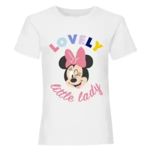 Image of Disney Girls Lovely Little Lady Minnie Mouse T-Shirt (1-2 Years) (White)