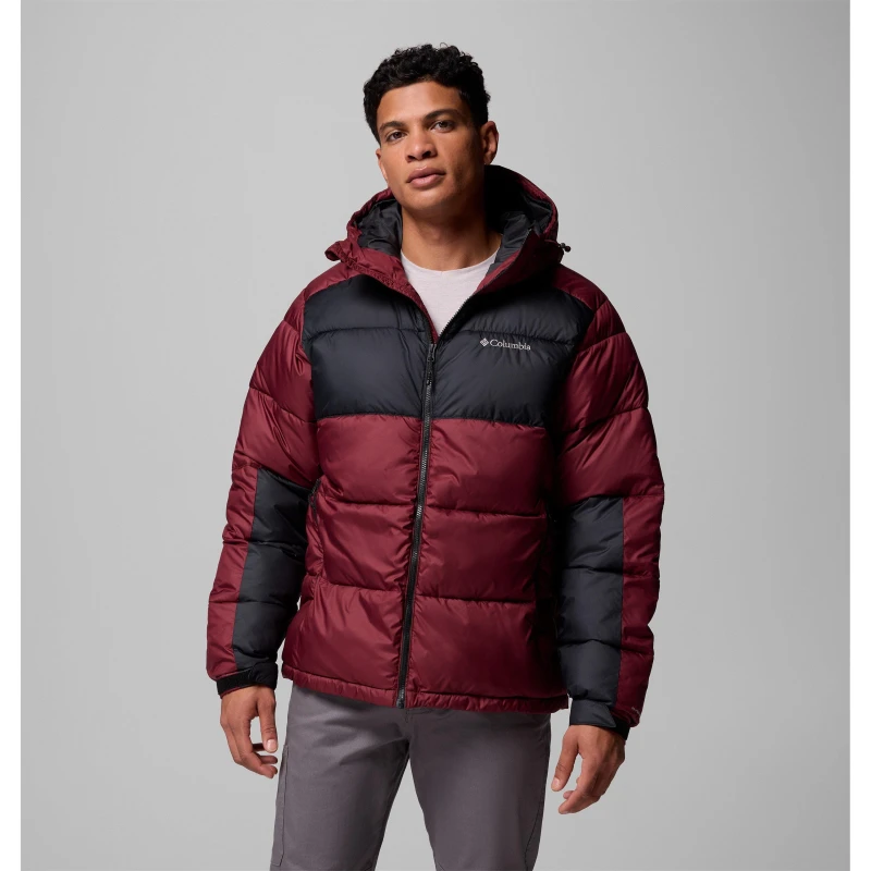 Image of Columbia Mens Pike Lake Hooded Water-Resistant Insulated Puffer Jacket Rich Wine male Small