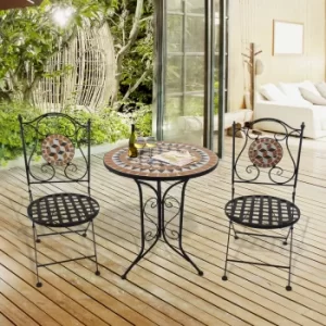 Image of Outsunny 3 Pcs Mosaic Bistro Table Chair Set Patio Garden Dining Furniture Outdoor
