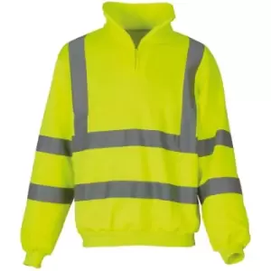 Image of Yoko Mens Hi Vis 1/4 Zip Sweatshirt (S) (Yellow) - Yellow