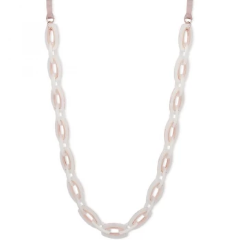 Image of Ladies Anne Klein Rose Gold Plated & Pink Resin Necklace