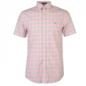 Image of Gant Short Sleeved Gingham Shirt Mens - Pink Rose 613