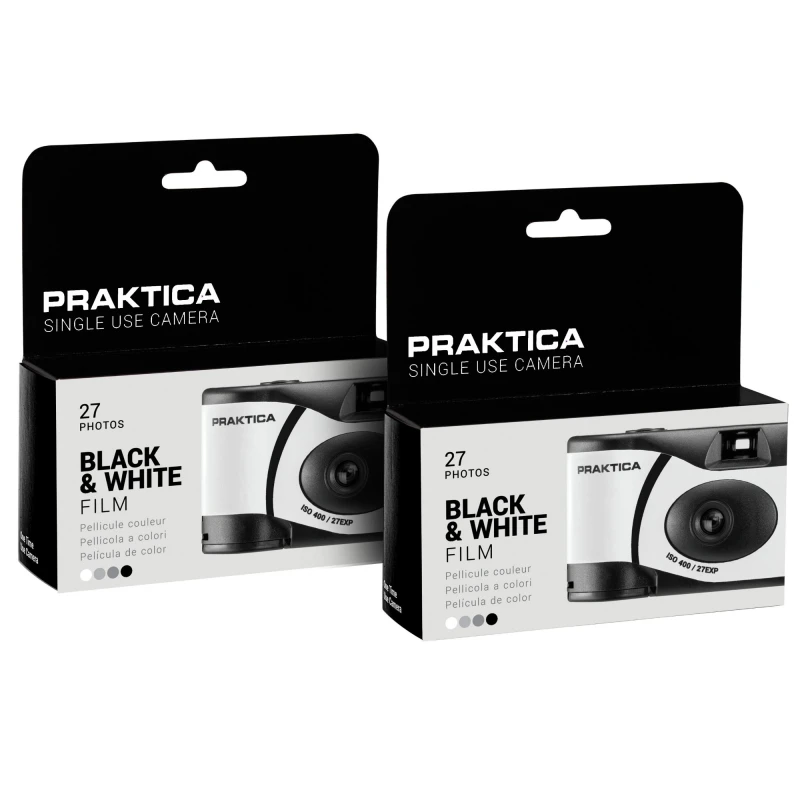 Image of Praktica Praktica Single Use Disposable Black & White Film Camera with Flash - Black (Pack of 2) N21F-BK/WHX2