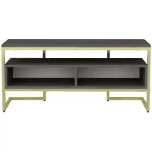 Image of Decorotika - Merrion 110 Cm Wide Modern tv Stand, tv Unit, tv Cabinet Storage With Open Shelves - Gold And Anthracite - Gold / Anthtracite