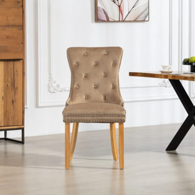 Image of Artemis Home Rodero Velvet Fabric Dining Chairs - Set of 2 in Brown Size: 2 Pack Brown Unisex 2 Pack