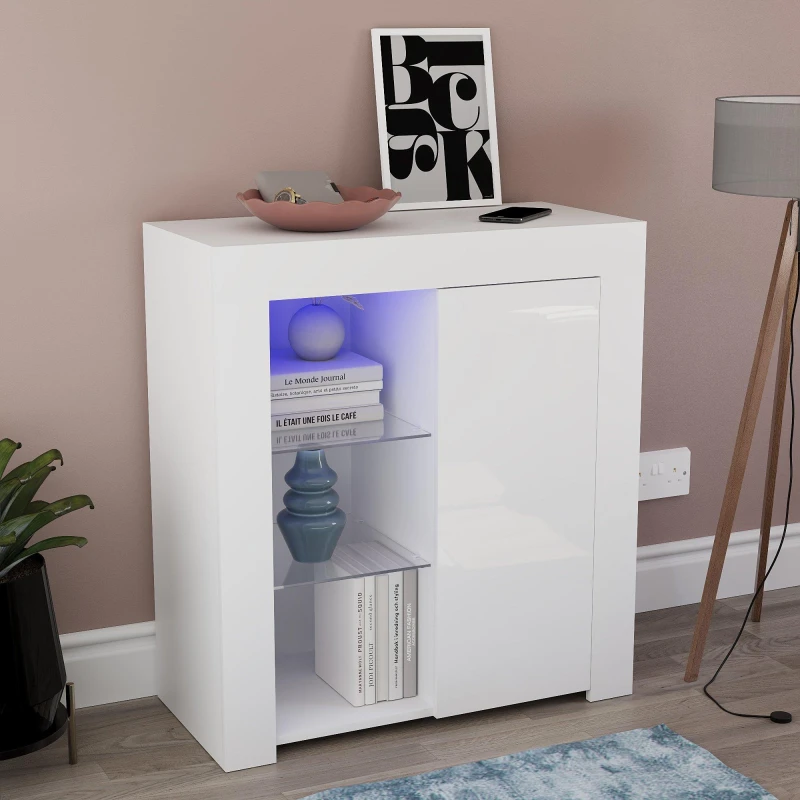 Image of Lassic Vida Designs Azura 1 Door Multi LED Sideboard White unisex One Size