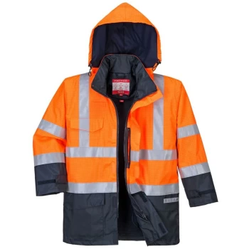 Image of Portwest S779ONRM - sz M Bizflame Rain Hi-Vis Multi-Protection Jacket - Orange/Navy