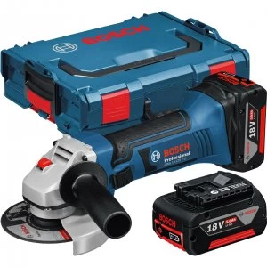 Image of Bosch GWS 18-125 V-LI 18v Cordless Angle Grinder 125mm 2 x 5ah Li-ion Charger Case