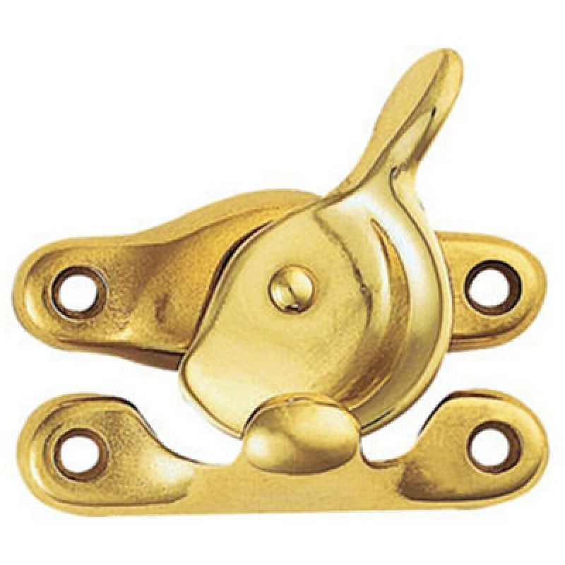 Image of Loops Fitch Pattern Sash Window Fastener 49mm Fixing Centres Polished Brass Metallics unisex