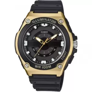 Image of Mens Casio 'Sport' Gold and Black Plastic/Resin Quartz Watch