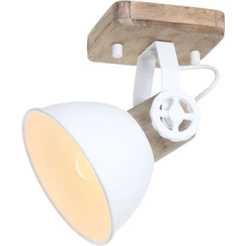 Image of Sienna Lighting - Sienna Gearwood Single Spotlight White Matt, Wood Clear