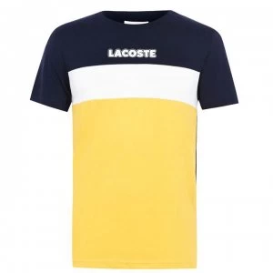 Image of Lacoste Colour Block T Shirt - Yellow/Navy 4SC