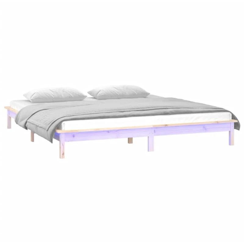 Image of vidaXL LED Bed Frame 120x200cm Solid Wood, Brown 820601