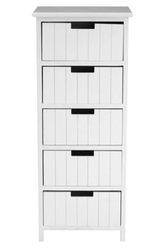 Image of Premier Housewares New England 5 Drawers Chest, Delivered Fully Assembled White