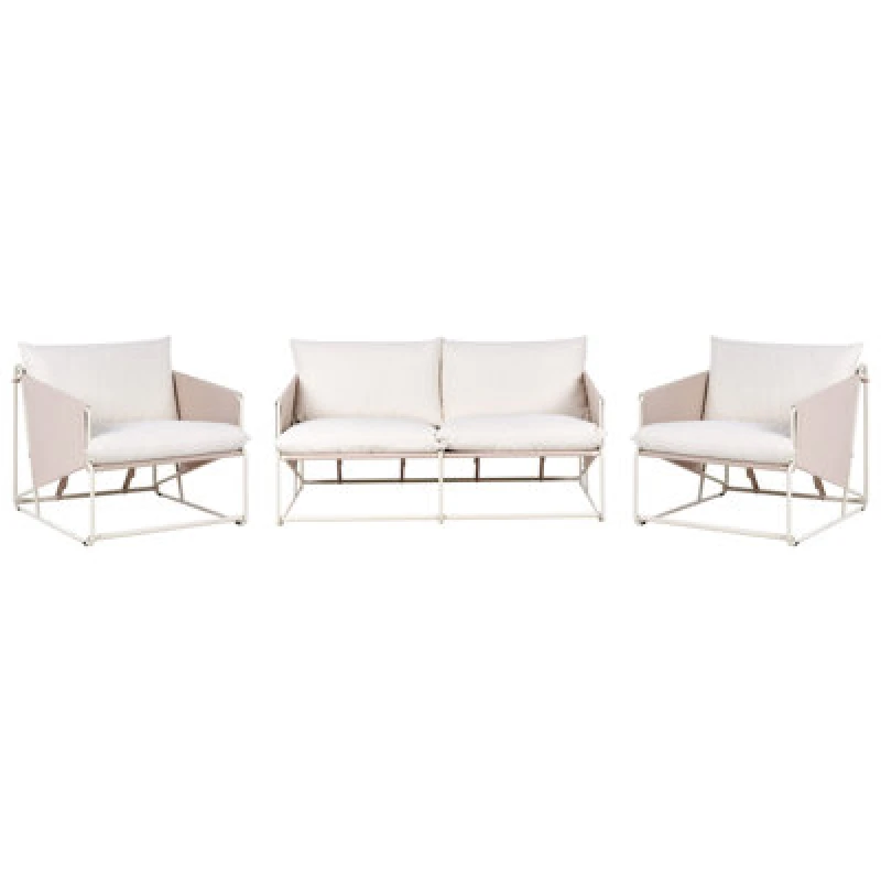 Image of Beliani Garden Sofa Set 4 Seater Ponte Metal Taupe