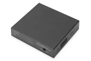 Image of Digitus Fast Ethernet PoE Switch 4-port PoE + 1-port uplink, 60W...