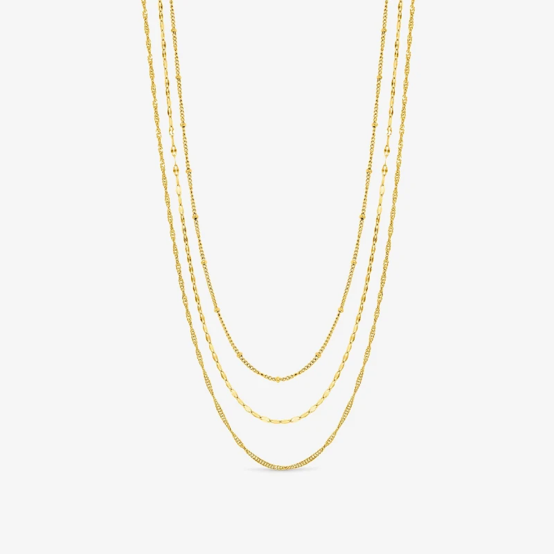 Image of Jon Richard Gold Plated Waterproof Multirow Necklace - 3 Pack Gold female One Size
