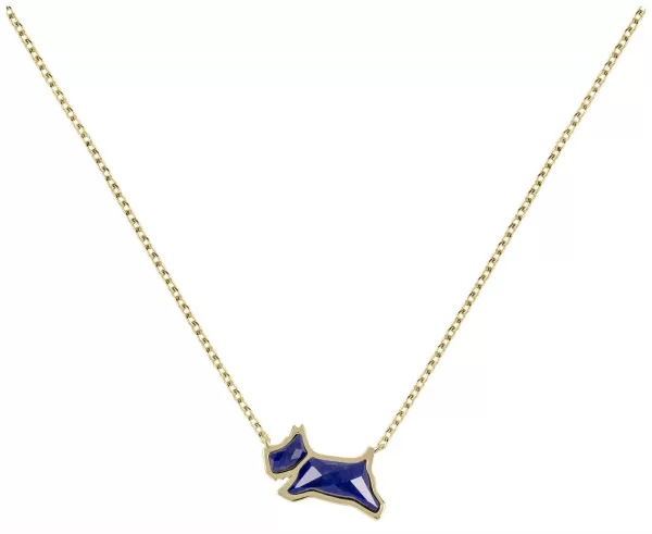Image of Radley RYJ2376 Blue Crystal Dog Necklace Gold Jewellery